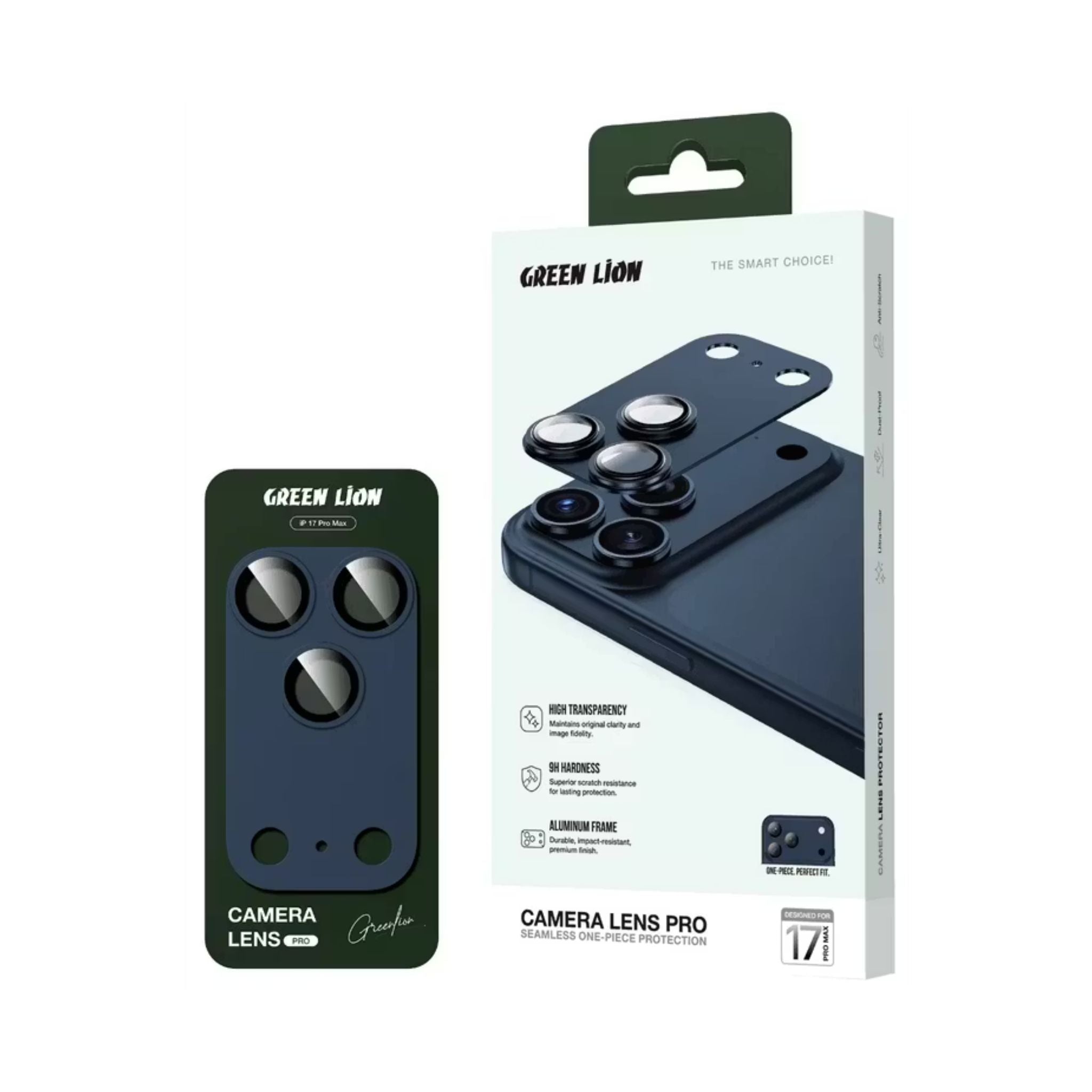 Green Lion Camera Lens Pro for iPhone 17 Pro Max, HD Clarity, Anti-Scratch, Anti-Fingerprint, Nano Absorption, Aluminum Lenses, Innovative Design, Easy Installation - Blue Titanium