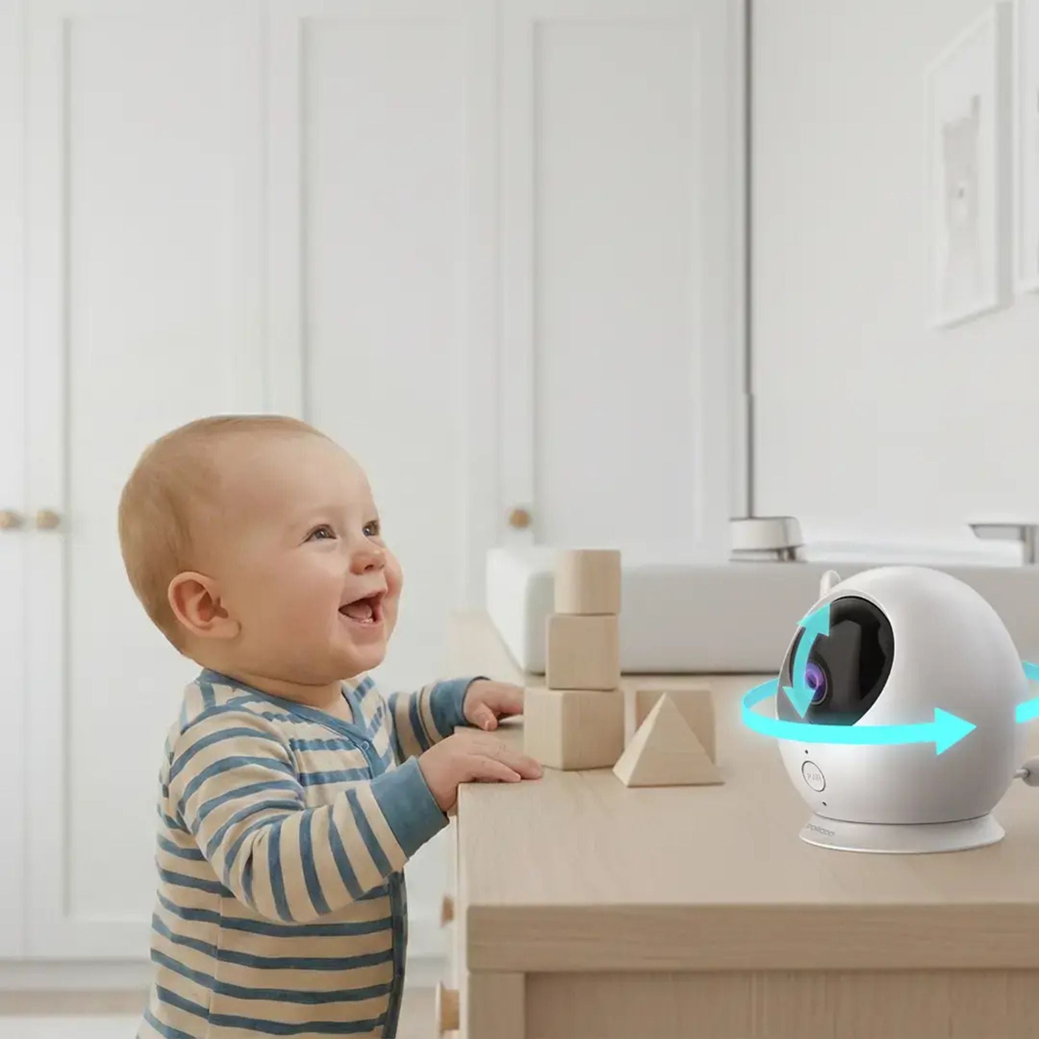 Porodo Lifestyle Lumi Baby Smart Monitor with Camera, 4.3" Display, 720P HD Video, Night Vision, 2.4GHz FHSS Connection, Two-Way Audio, VOX Mode, Crying Alarm, Temperature Detection, Feeding Reminder, 8 Lullabies, 2000mAh Battery, USB-C – White