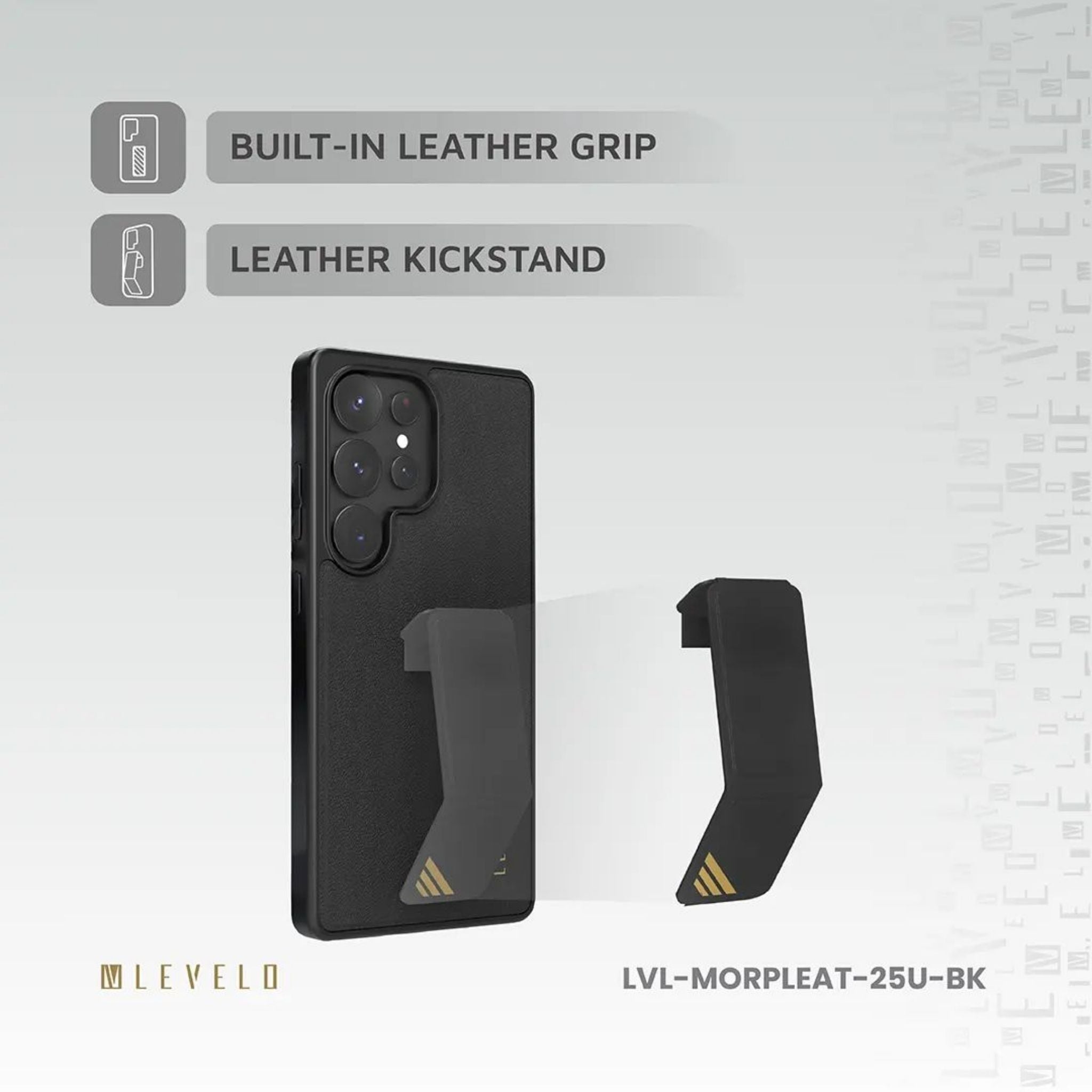 Levelo Morphix Leather Case for Samsung S25 Ultra - Black