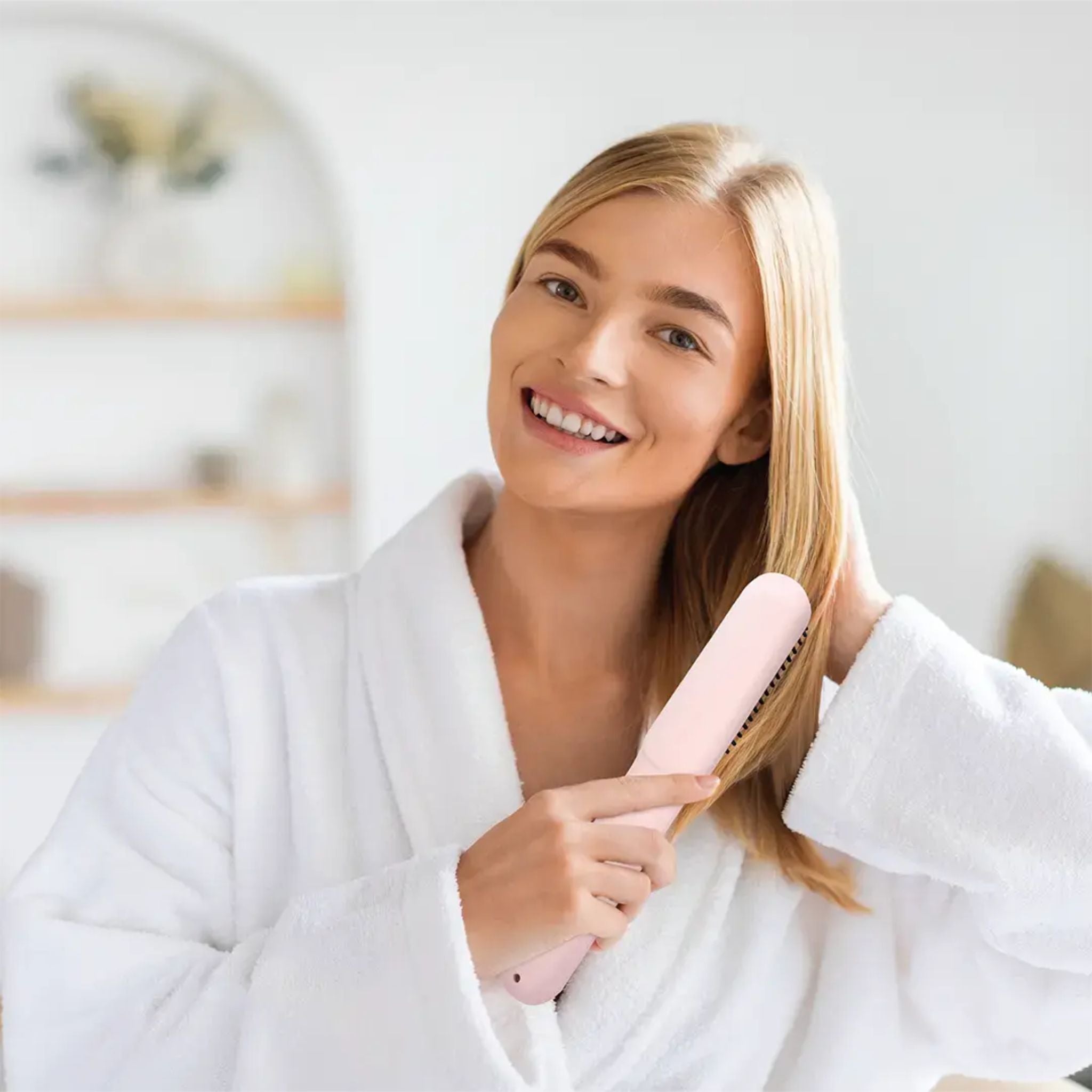 Porodo Lifestyle Portable Cordless Hair Straightener, USB-C Rechargeable, 3 Heat Levels 160°C-200°C, Smart Temperature Control, Quick Heat-Up, Anti-Scald Design, Auto Shut-Off- Pink