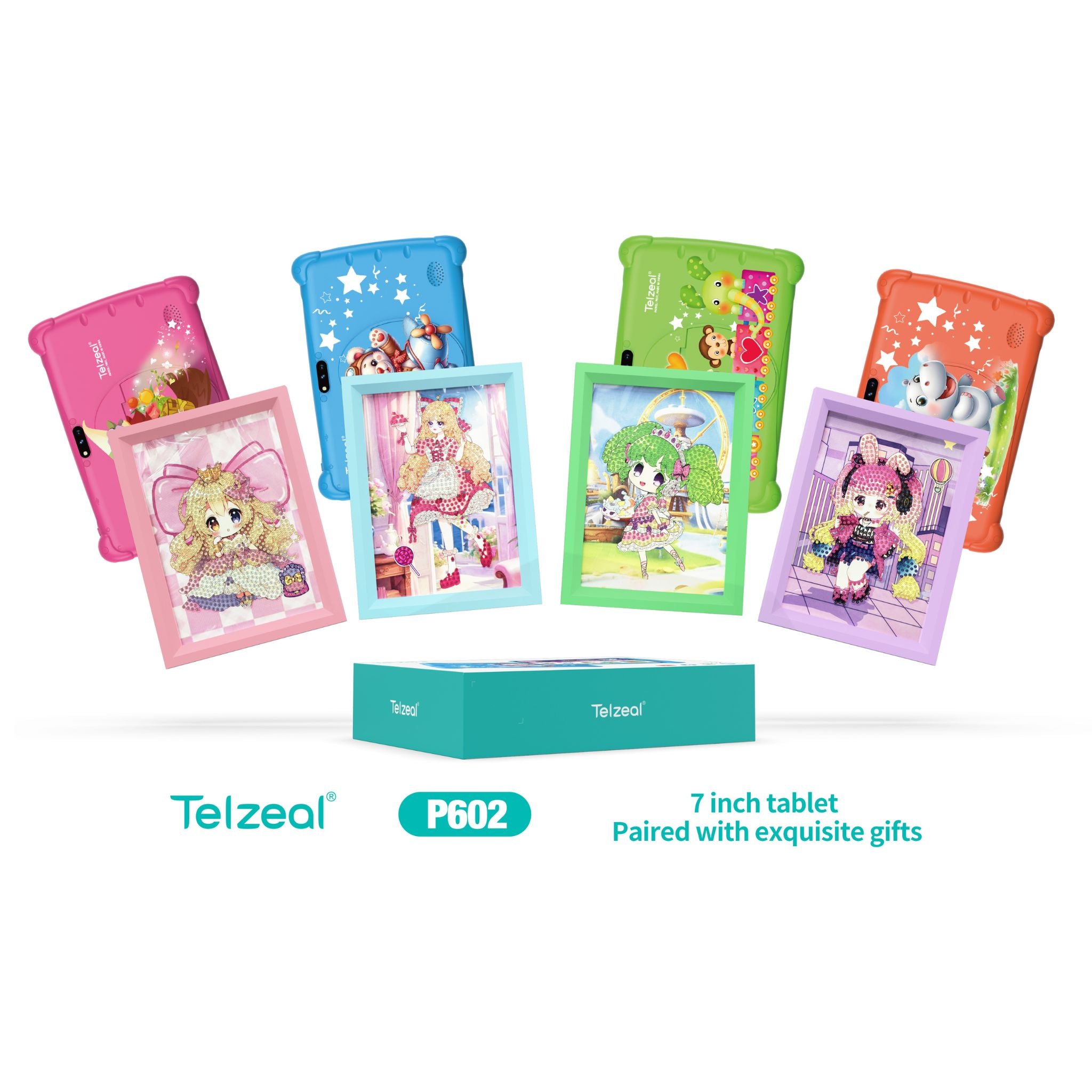 Telzeal P602 7" HD Android Tablet – 4GB RAM, 128GB ROM, 3000mAh Battery, WiFi, Dual Cameras, Includes Free Gifts, High-Performance, Portable, User-Friendly -Pink