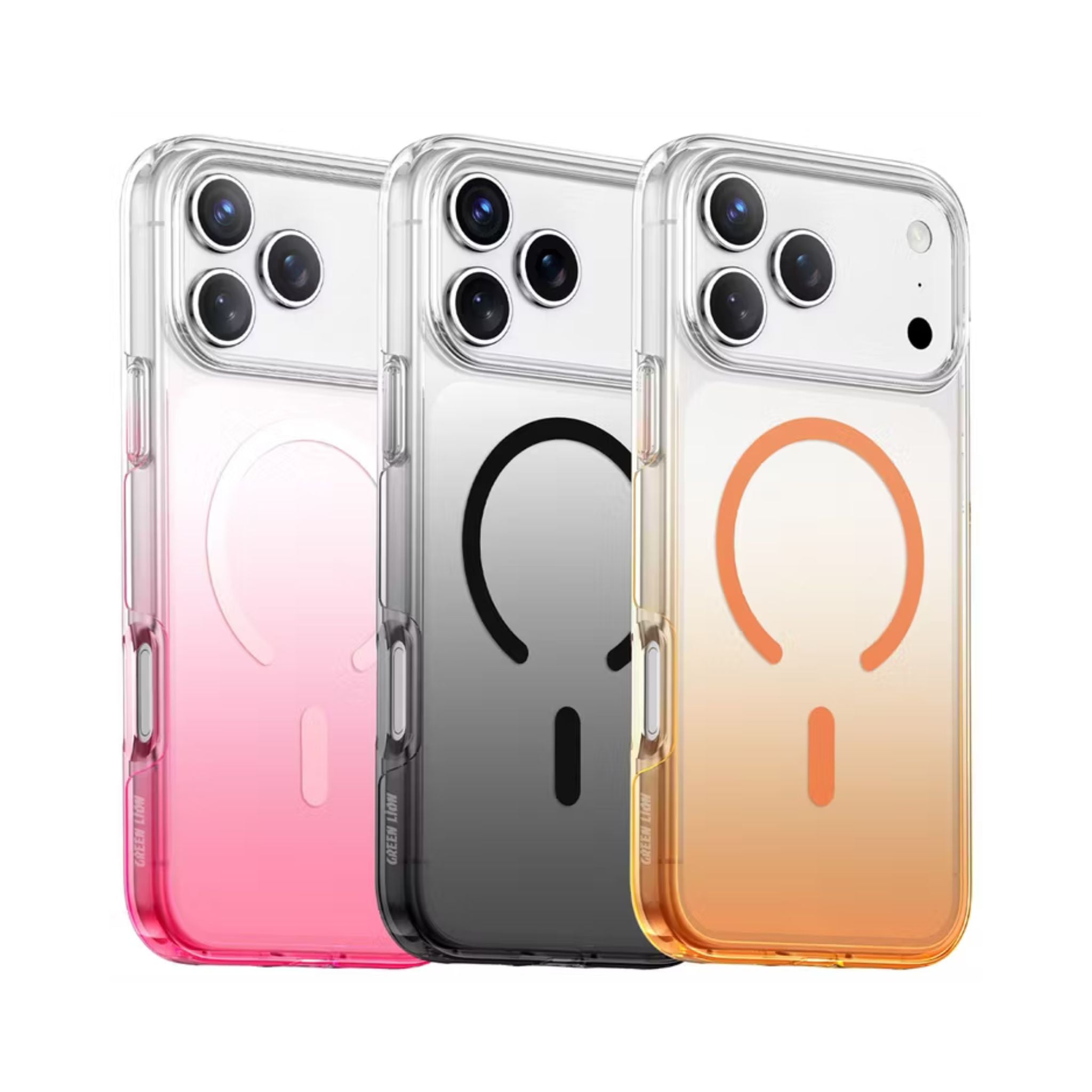 Green Lion Gradient Magsafe Case for iPhone 17 Pro Max, Powerful Magnetic Lock, Antioxidant Layer, Scratch Resistant, Anti-Yellowing, Drop Protection, Air Cushion, Non-Slip Grip - Orange Titanium