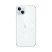 Clear case for iPhone 15 Plus with MagSafe feature visible on the back.