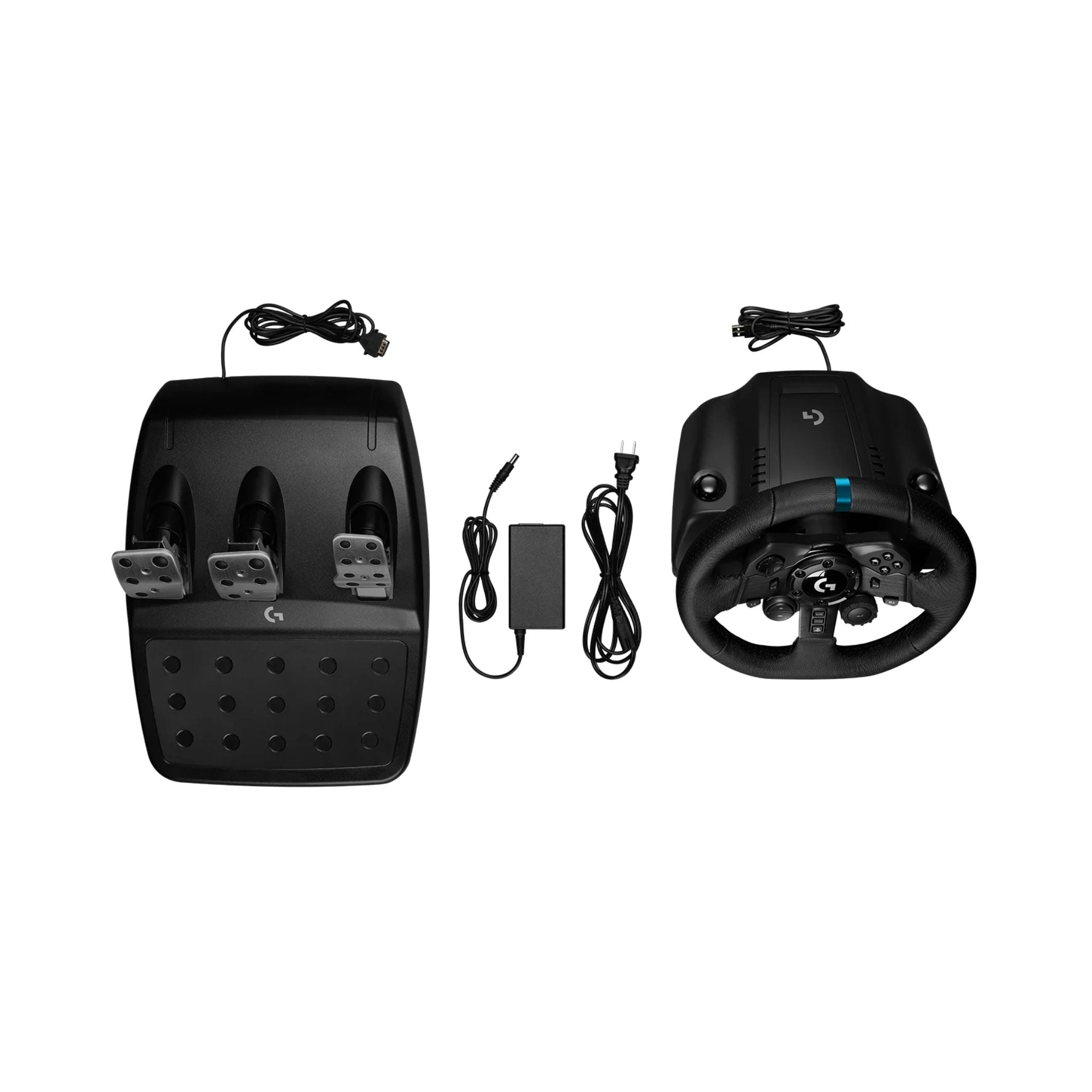 Logitech G923 Racing Wheel and Pedals, TRUEFORCE up to 1000 Hz Force Feedback, Responsive Driving Design, Dual Clutch Launch Control, Genuine Leather Wheel Cover, for PS5, PS4, PC, Mac - Black
