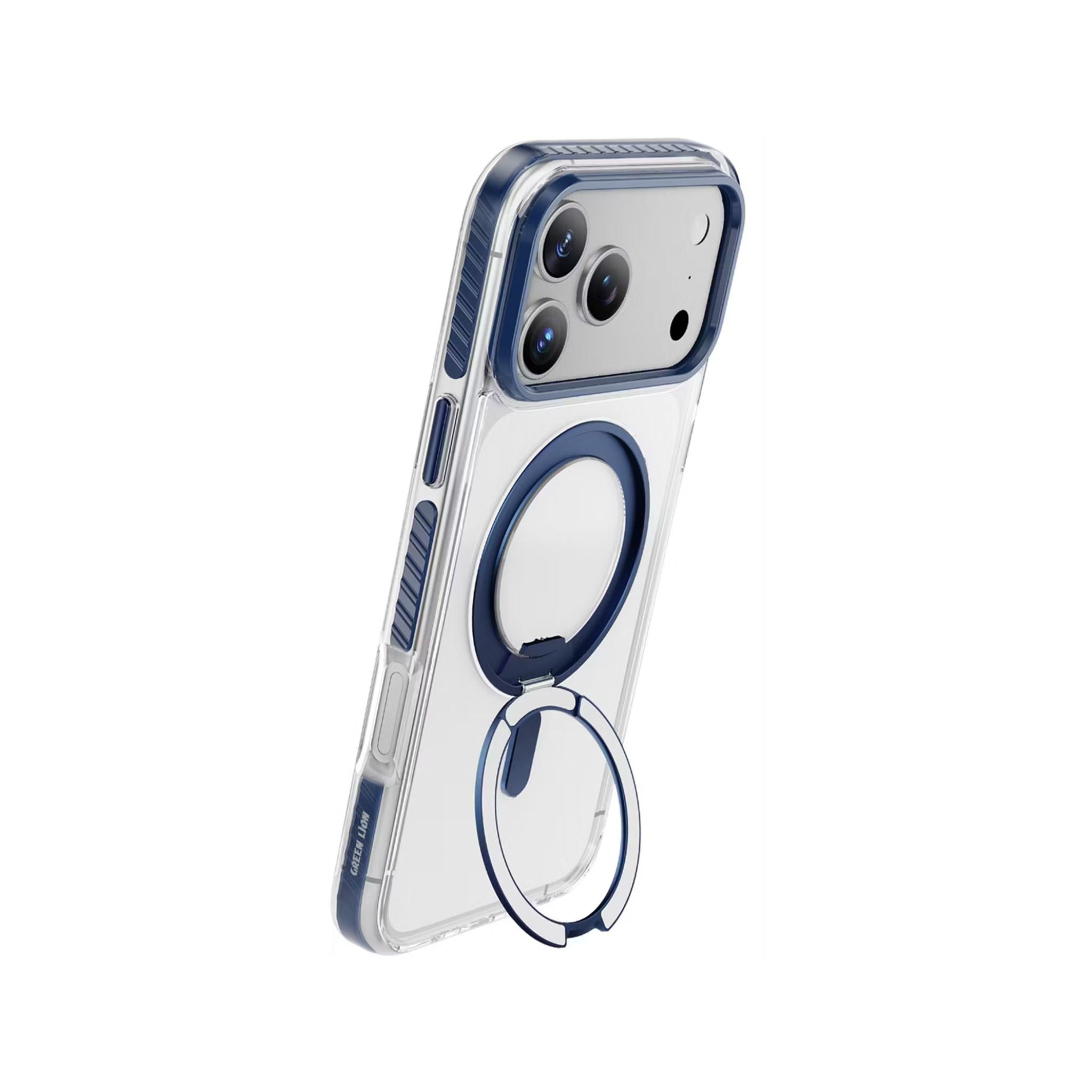 Green Lion Southend Magsafe Case for iPhone 17 Pro Max, Camera Protection, Hybrid Materials, Built-in Kickstand Ring with 360° Rotation, Military-Grade Protection - Blue
