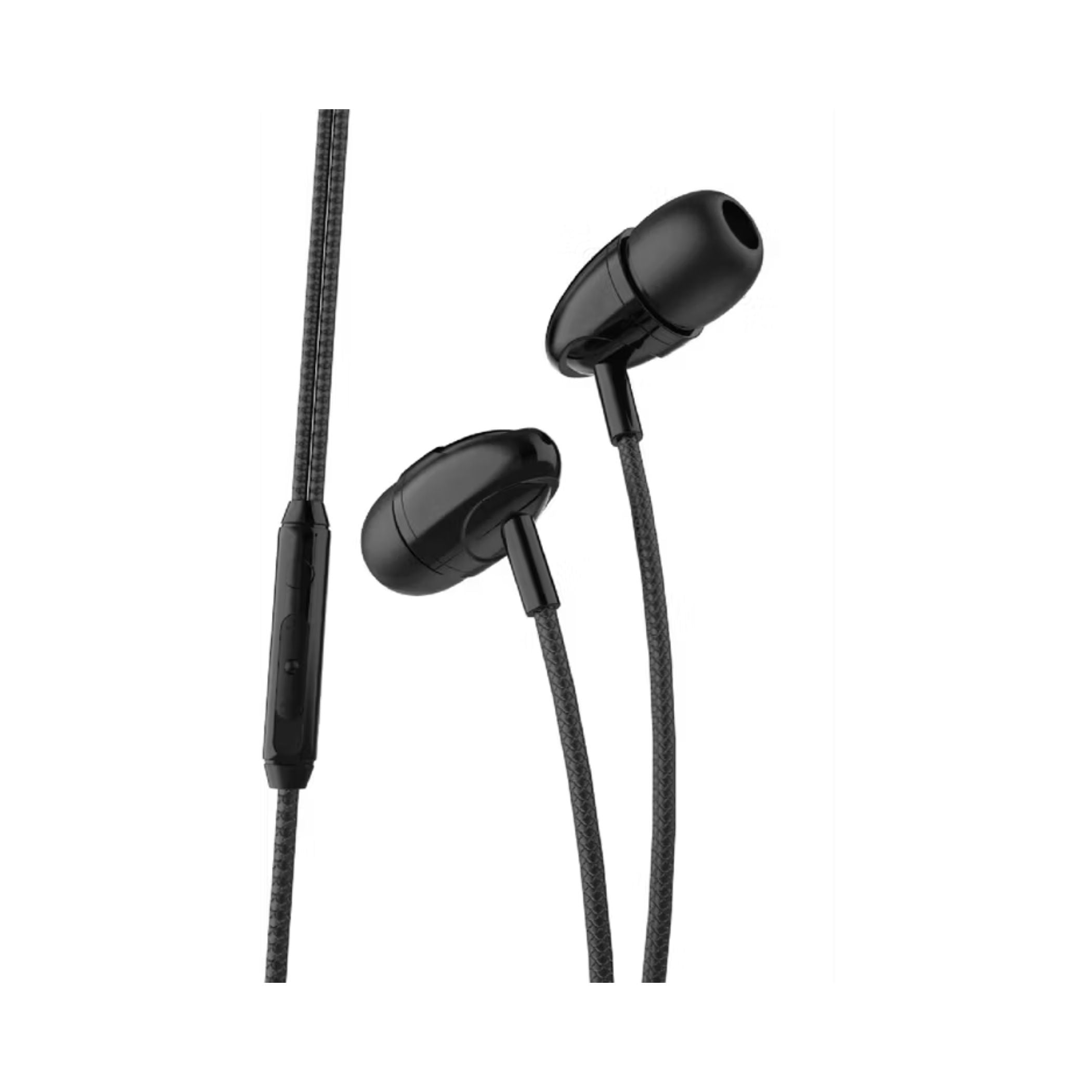 Porodo Blue In-Ear Stereo Earphones with 3.5mm AUX Connector, 112dB SPL, High-Clarity Microphone, 1.2m Cable Length, ABS Material - Black