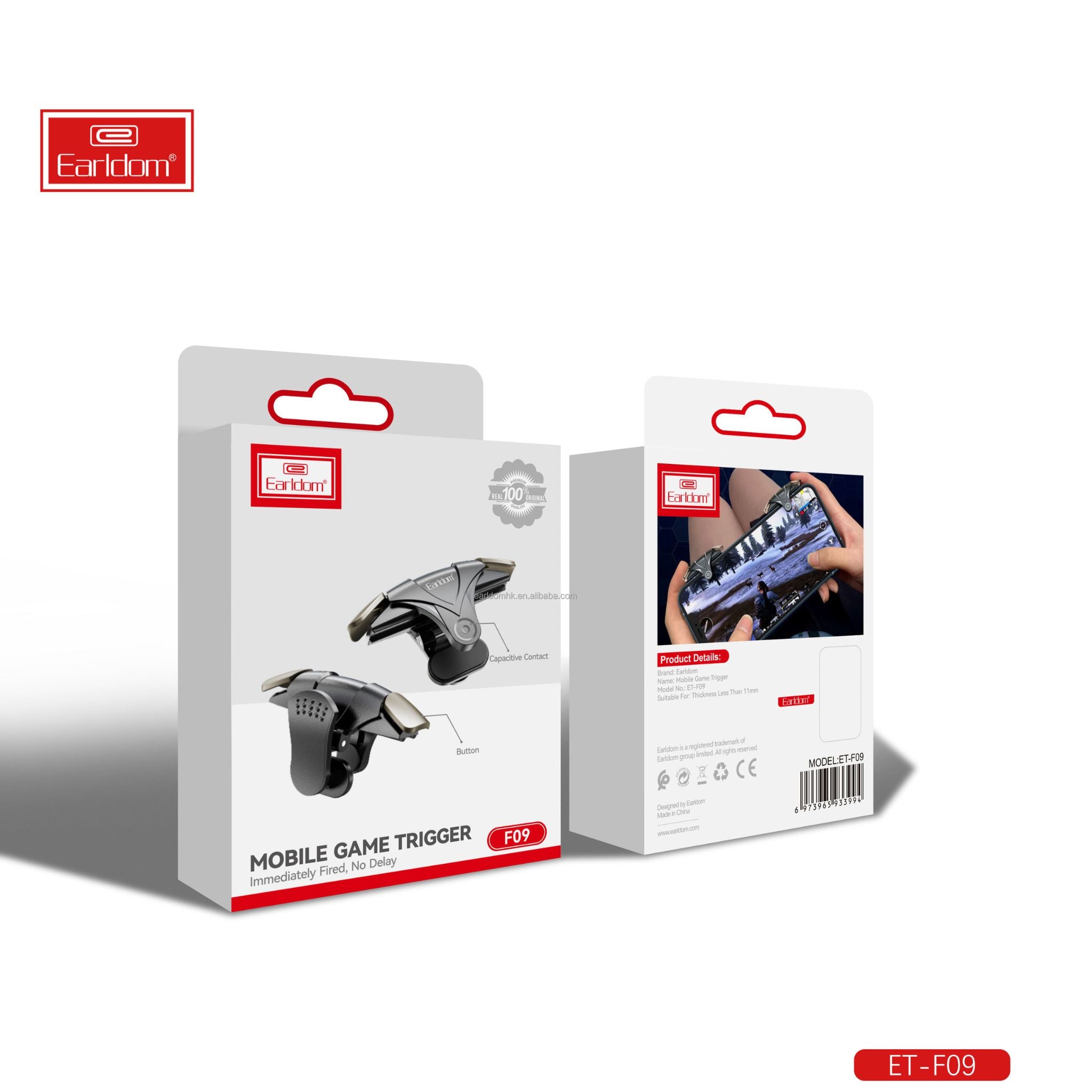 Earldom F09 Mobile Trigger Controller Shoot Fire Button Smartphone Mobile Game Triggers for iOS & Android