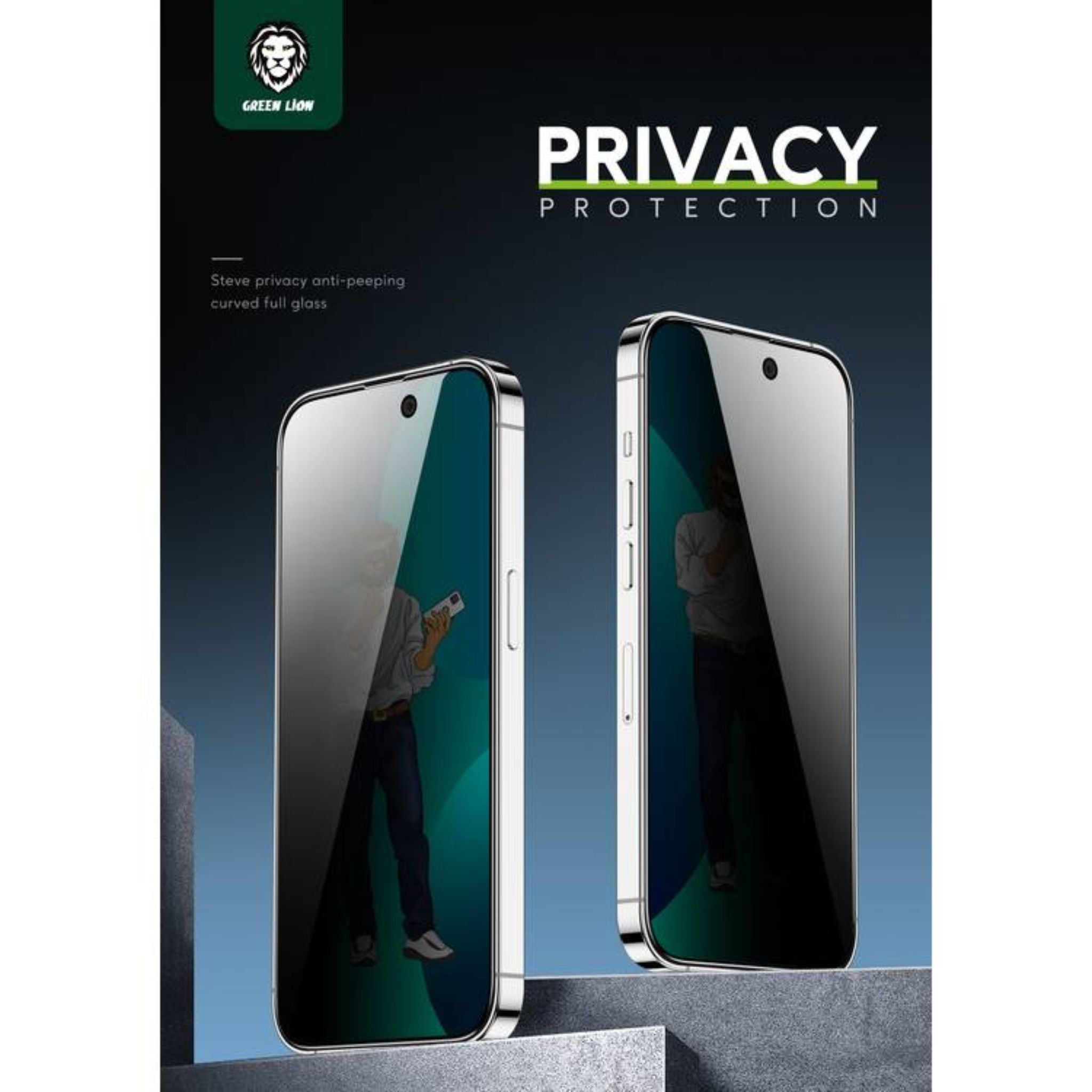 Green Lion 9H Steve Privacy Screen Protector for iPhone 13/13 PRO/14 (6.1"), Anti Scratch, Anti Fingerprint, Highly Responsive - Black
