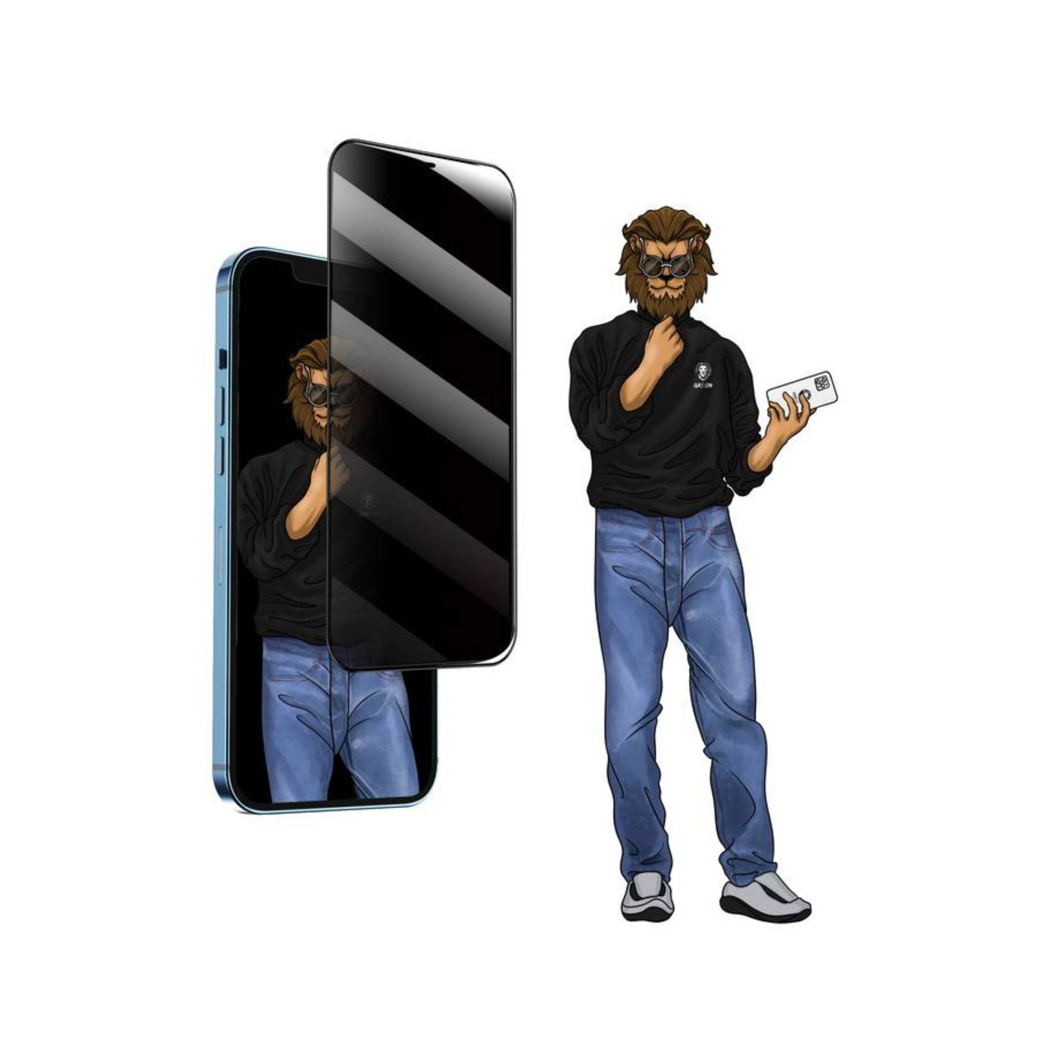 Green Lion 9H Steve Privacy Full Glass Screen Protector Compatible for iPhone 12 Pro Max ( 6.7" ), 9H Hardness, Easy Installation, Anti-scratch, Full Protection, Anti-Peeping