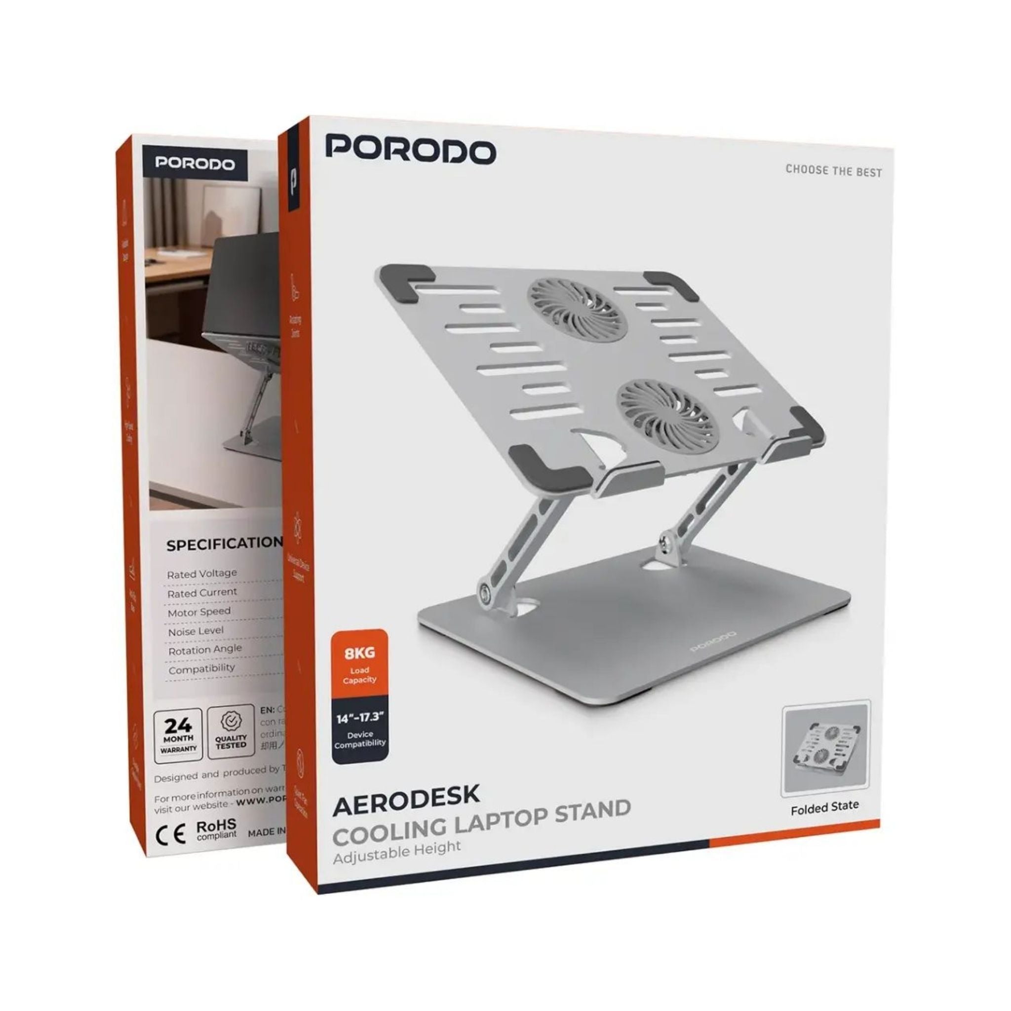Porodo Aerodesk Cooling Laptop Stand - Silver