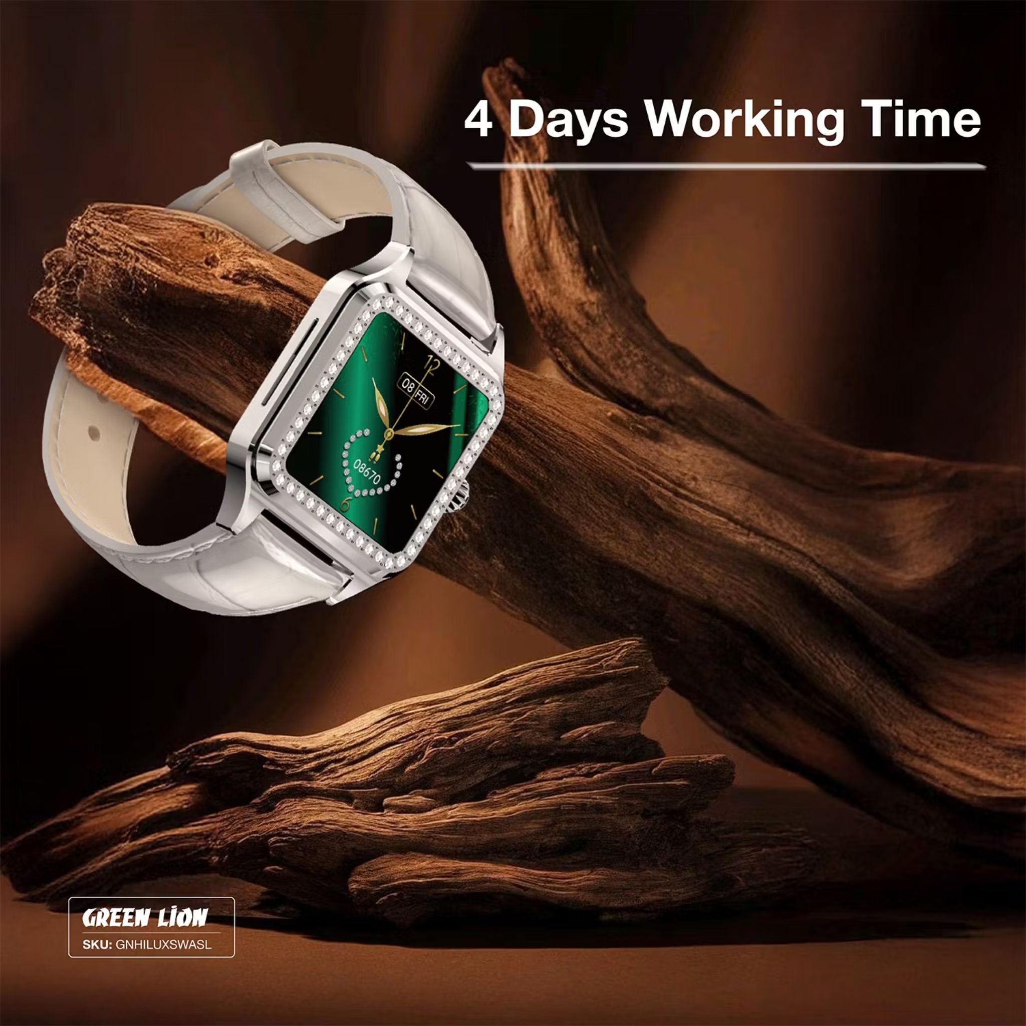 Green Lion Hilux Smart Watch with Extra Strap, 1.3" TFT IPS Display, 2-4 Days Working Time, 450nits Brightness, Sport Modes & Activity Tracking, Health Monitoring, 150mAh Battery, Bluetooth Version 5.4 - Silver