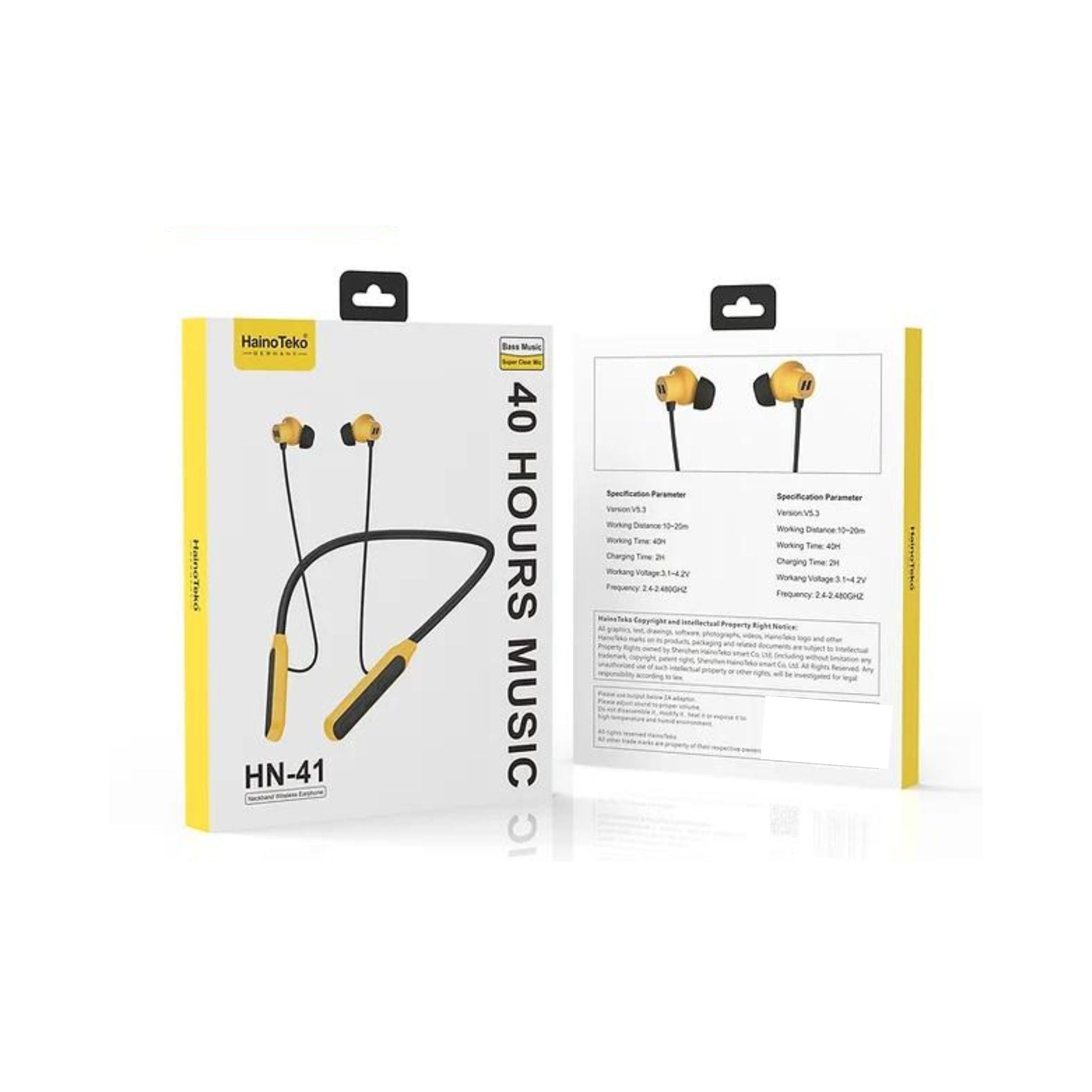 Haino Teko Germany HN-41 Neckband Wireless Earphones – Black & Yellow