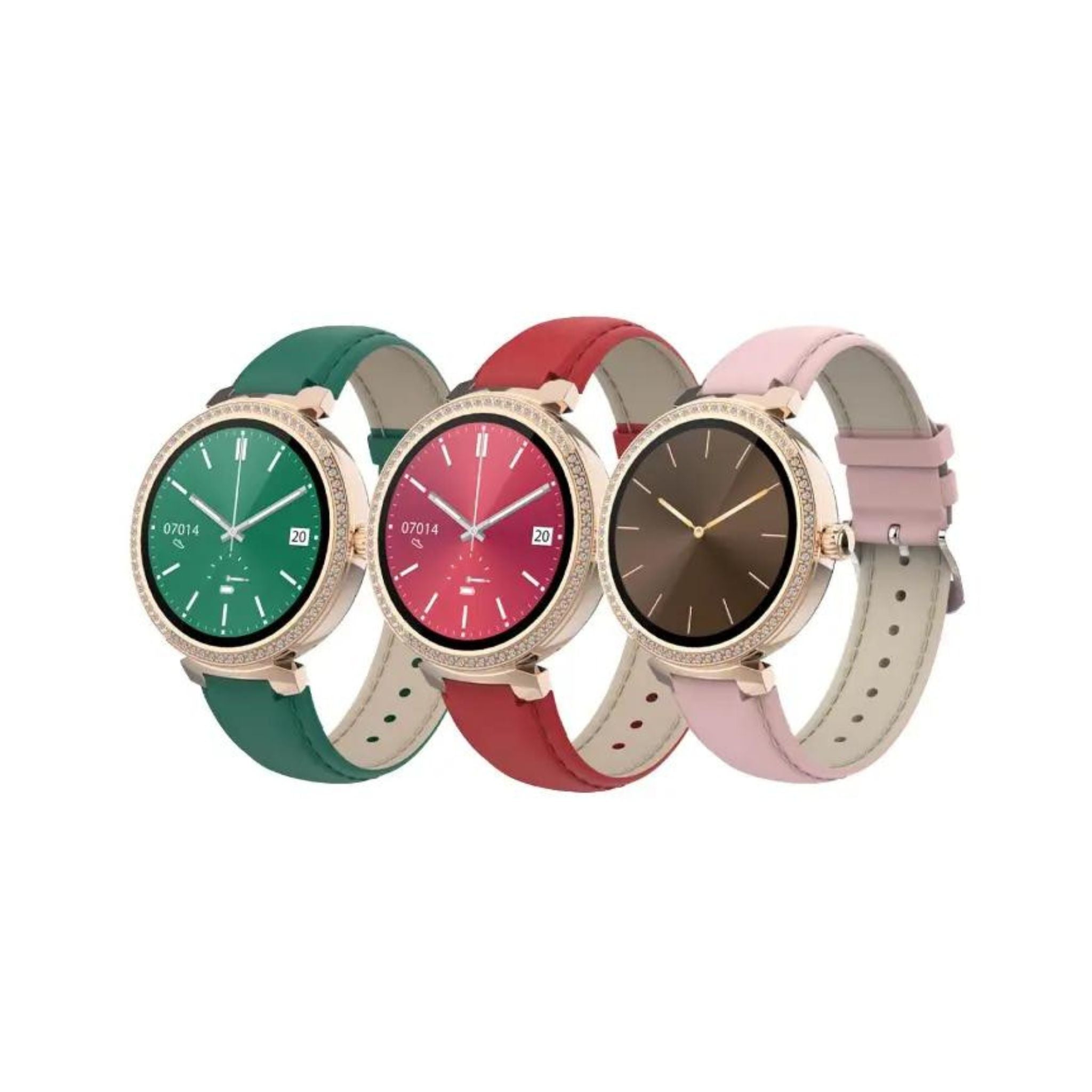 Porodo Belle Lady Smart Watch Rose Gold Dial, Bluetooth V5.4, Zinc Alloy + ABS Material, 1.19" Screen Size, AMOLED Display, Activity Tracker - Pink