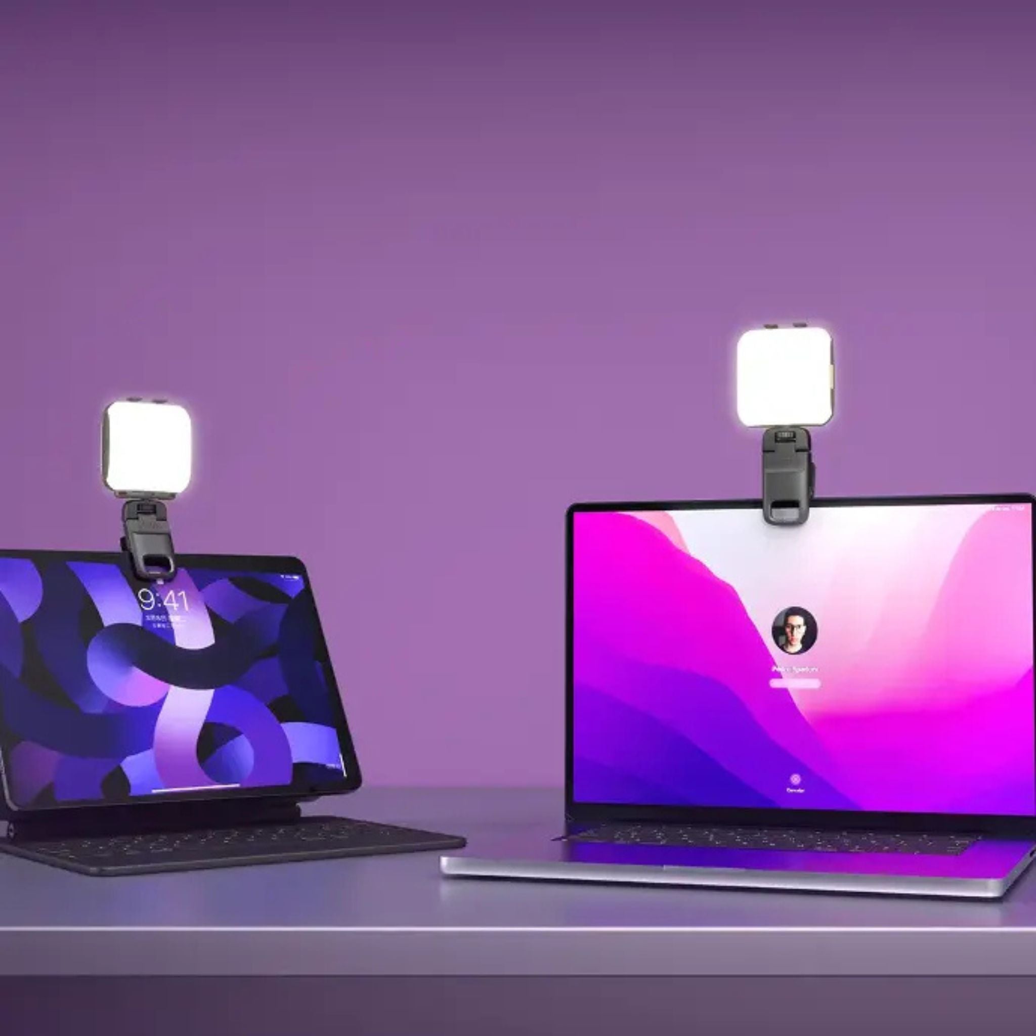 Porodo Lifestyle Clip-On Fill Light with 3 Color Temperatures, 1000mAh Battery Capacity, Up to 24 Hours Working Time, 3 RGB Lights, Wide Compatibility, 4W Power - Black