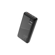Porodo Blue Quick Charge Power Bank with USB-A & USB-C Outputs, 20000mAh Battery Capacity, Digital Display, 20W Power Delivery - Black
