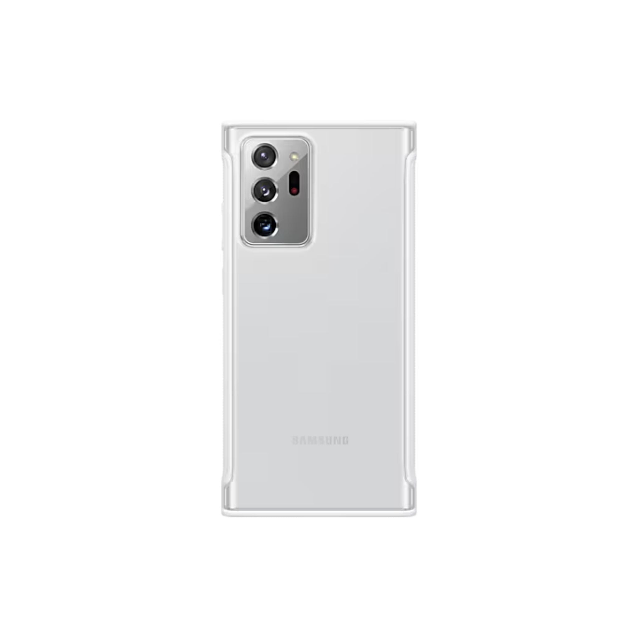Clear phone case with Samsung branding on a white background