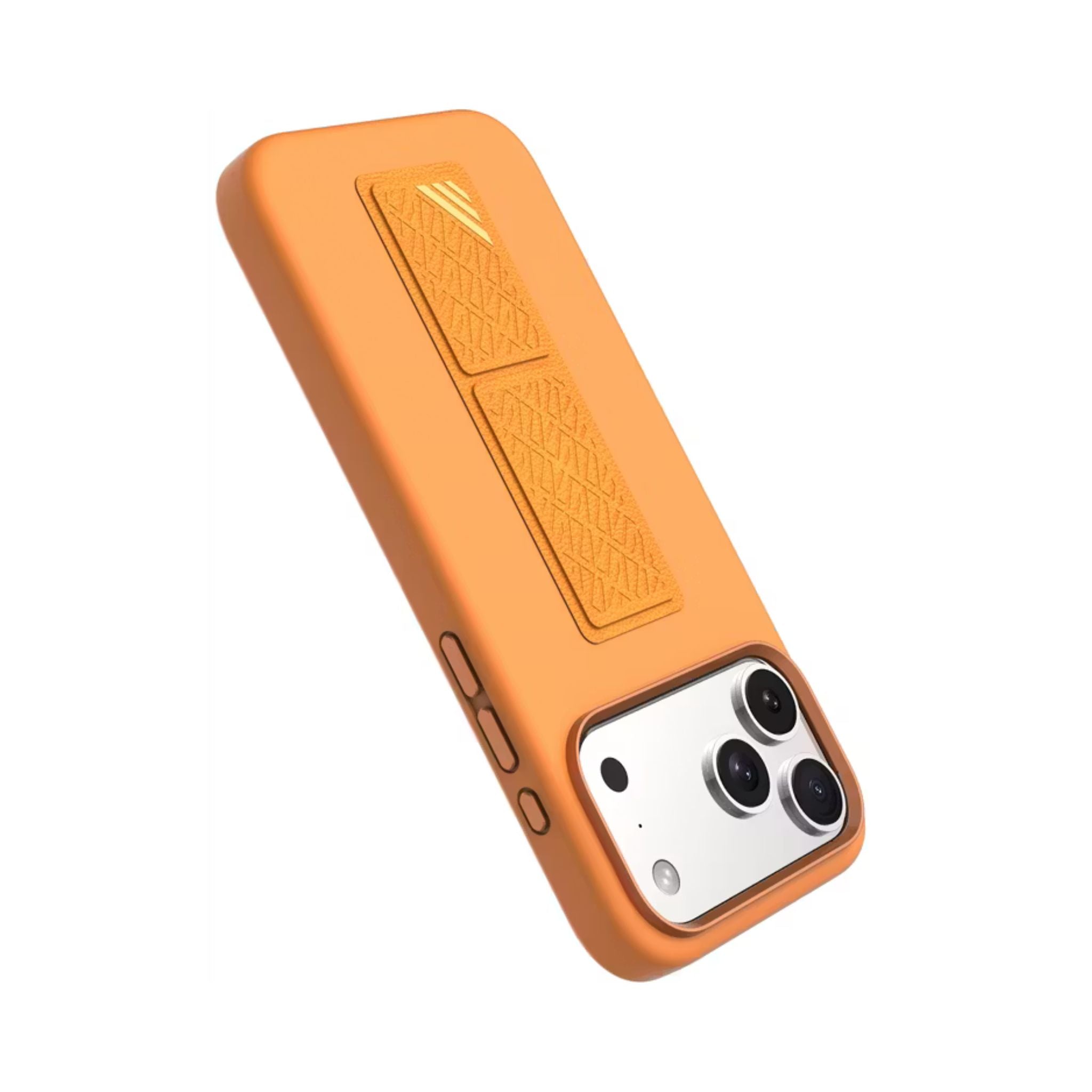 Levelo Morphix Silicone GripStand Case for iPhone 17 Pro, Hands-Free Viewing, True Microfiber Interior Lining, Horizontal & Vertical Stand, Shock-Resistant Bumper, Raised Bezels for Camera & Screen, Slim Fit Design - Orange
