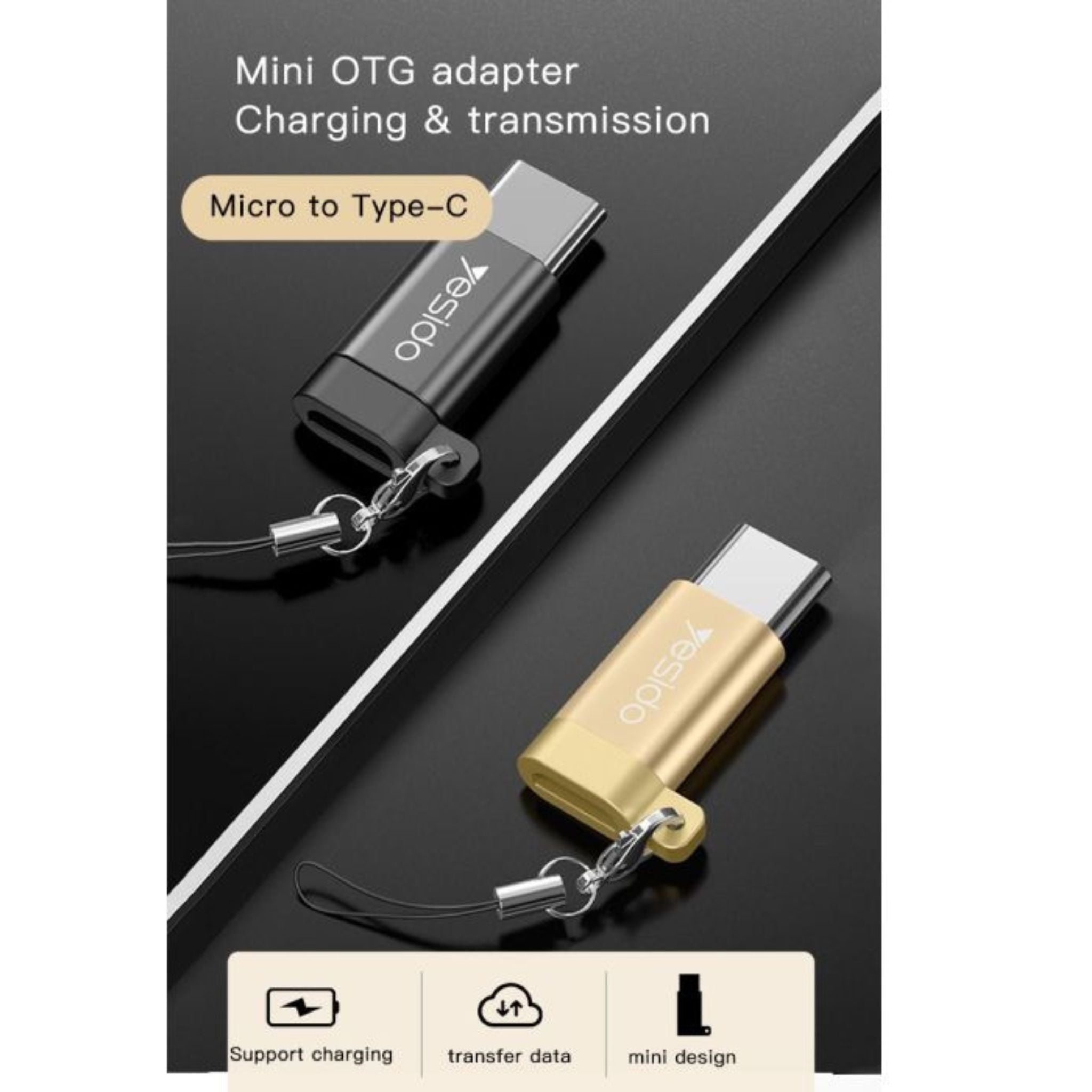 GS04 Micro To Type-C Easy To Carry Intimate Lanyard Design Mini OTG Adapter Charging Transmission
