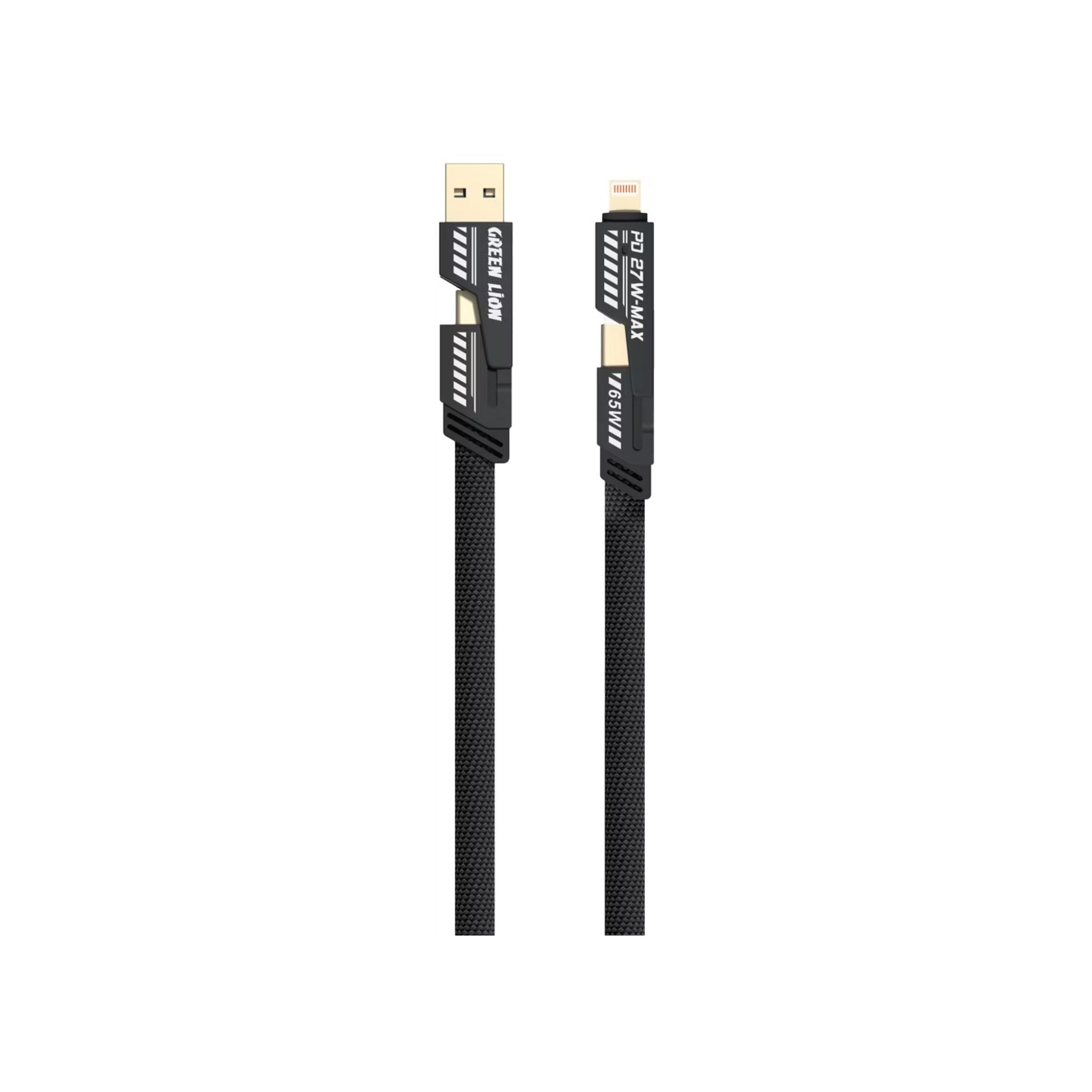 Green Lion GaN Adapter 6-in-1 & 2-in-2 Cable, PC Flame Retardant & Copper Material, PD 35W Fast Charging, Universal AC Sockets - Black