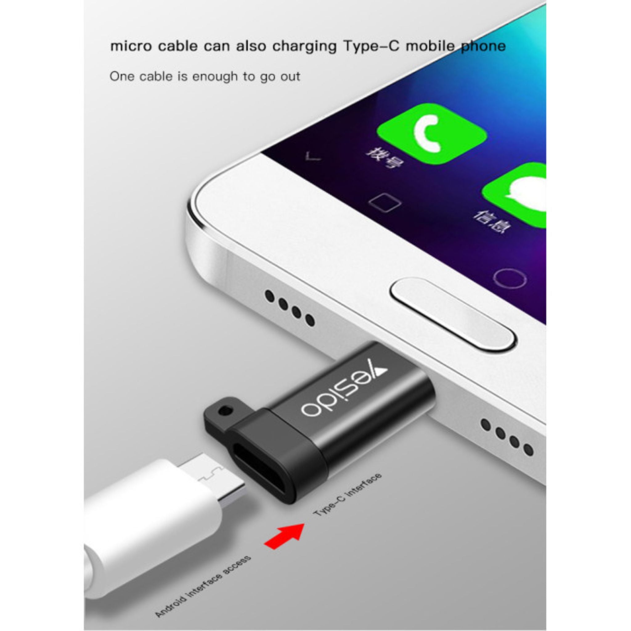 GS04 Micro To Type-C Easy To Carry Intimate Lanyard Design Mini OTG Adapter Charging Transmission
