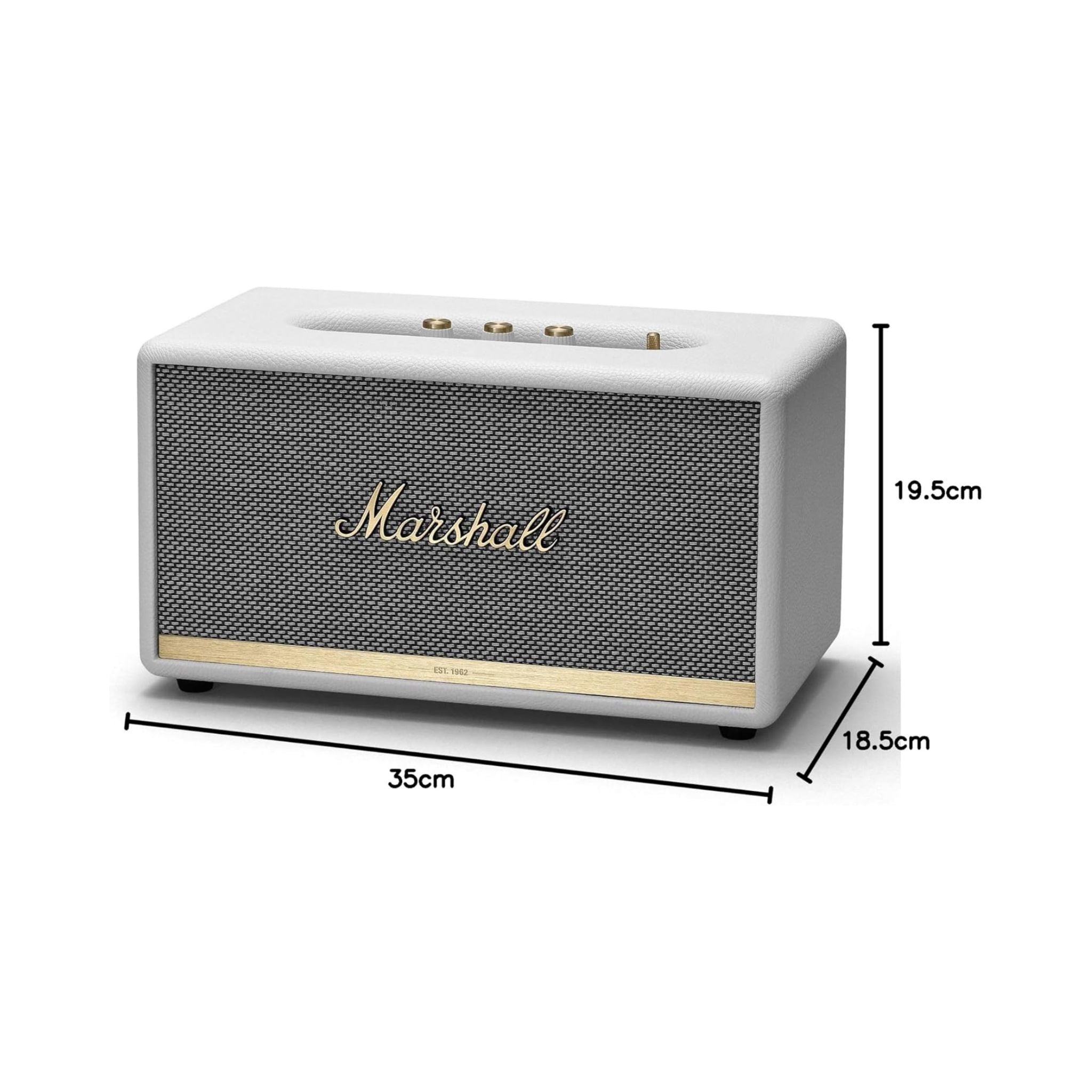 Marshall Stanmore II Bluetooth Speaker - 5.0 Bluetooth and aptX Technology With 30ft Wireless Bluetooth Speakers Range 80W - White