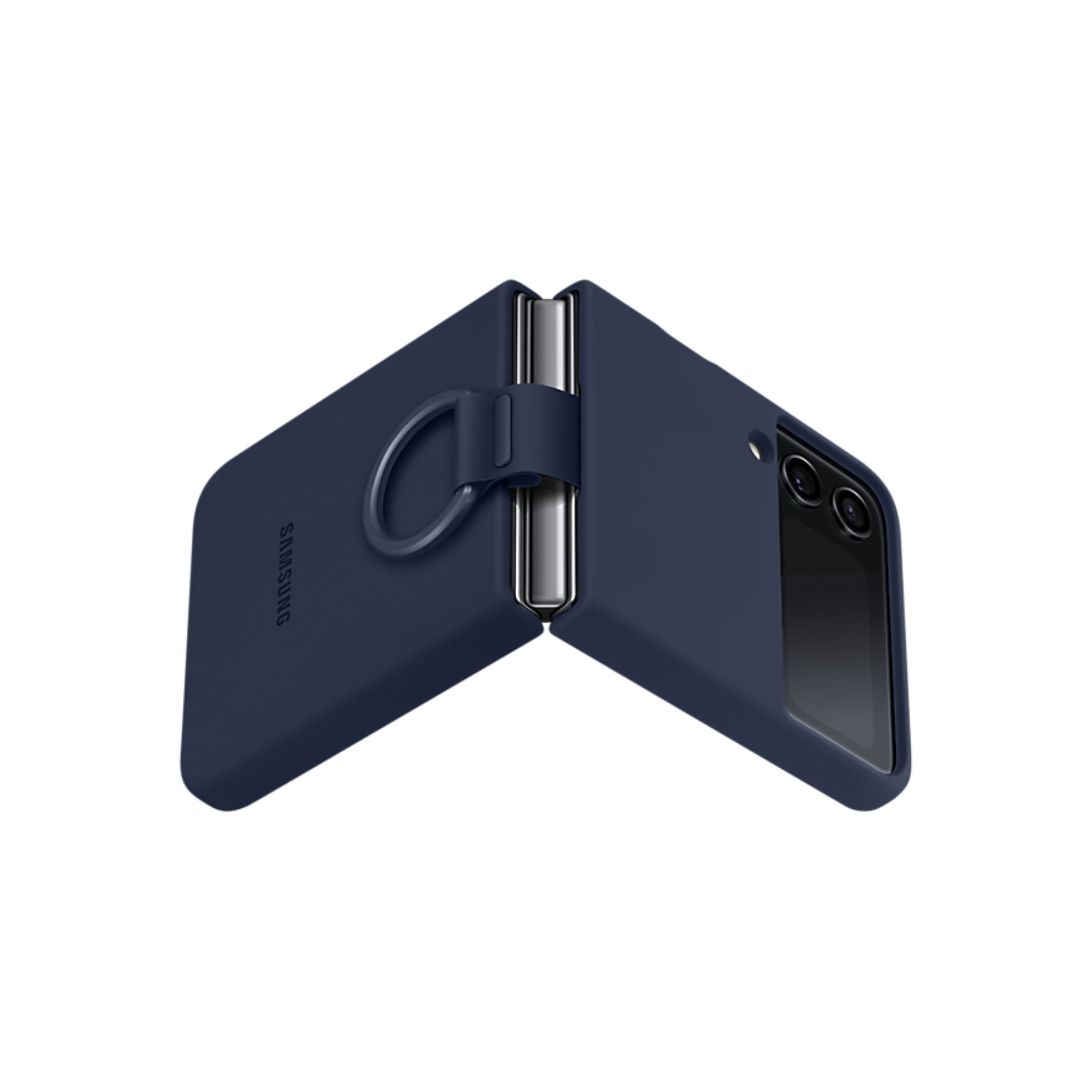 Samsung Galaxy Z Flip4 Silicone Cover With Ring- Navy Blue