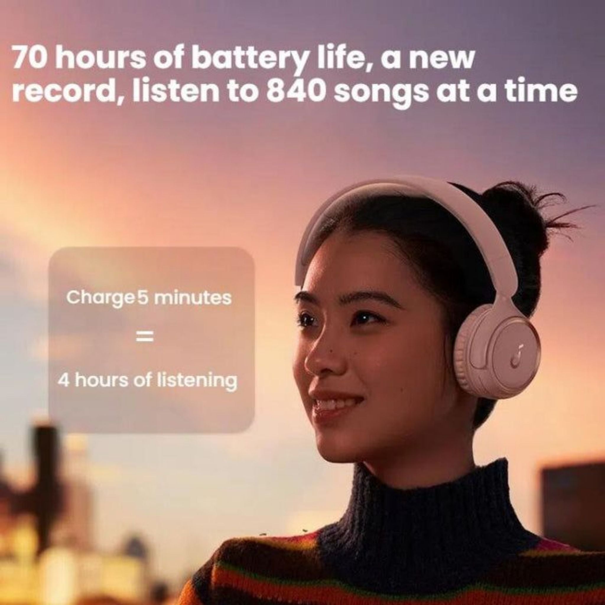 H30i Wireless Over-Ear Headphones – 70H Battery Bluetooth Ultra-Light App Customizable EQ White - Soundcore by Anker