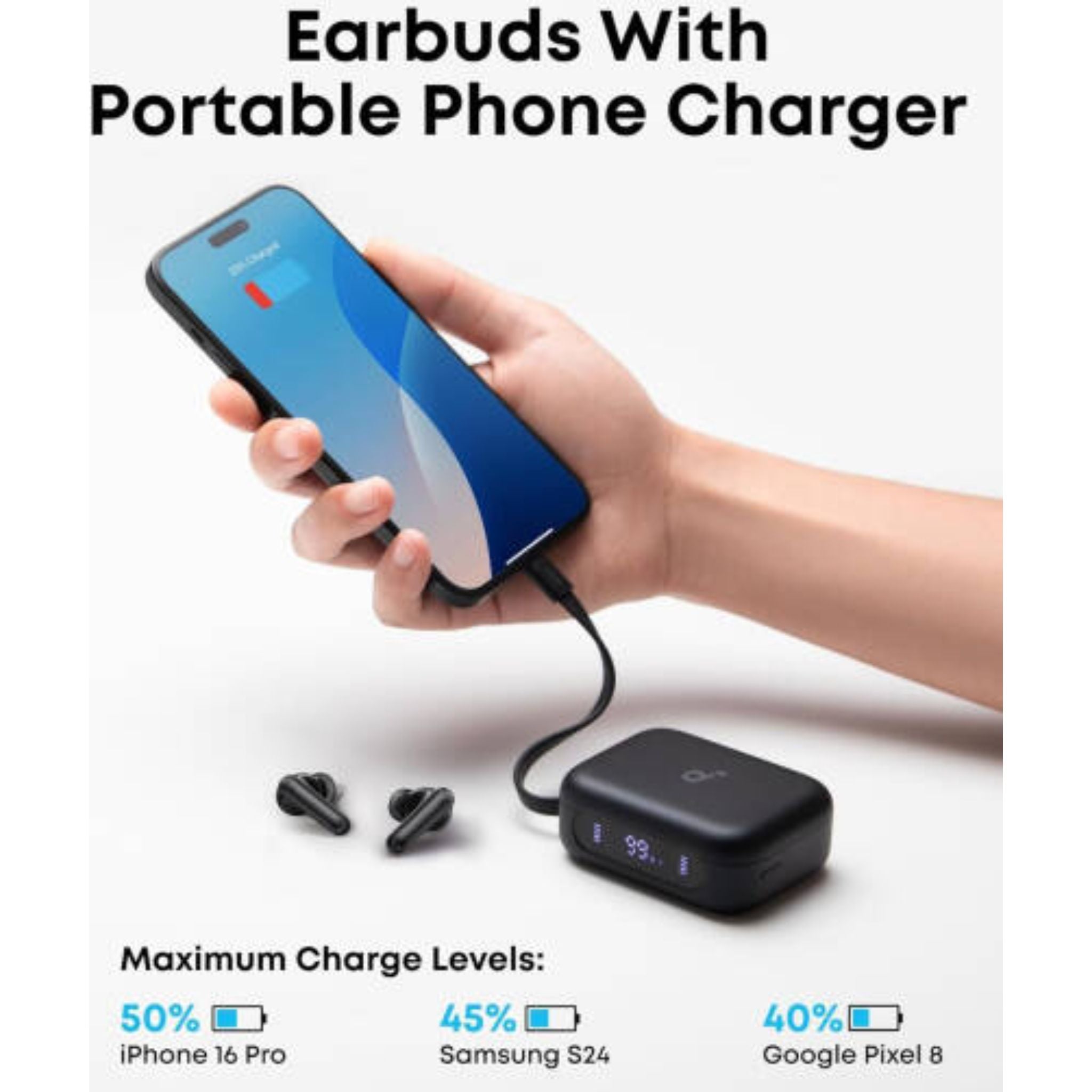 Anker Soundcore P41i Earbud, 11mm Composite Drivers, Adaptive Noise Cancelling, 6 Microphones, Built-in Phone Stand, Al Noise Reduction, 3000mAh Battery Capacity, Black | P41i